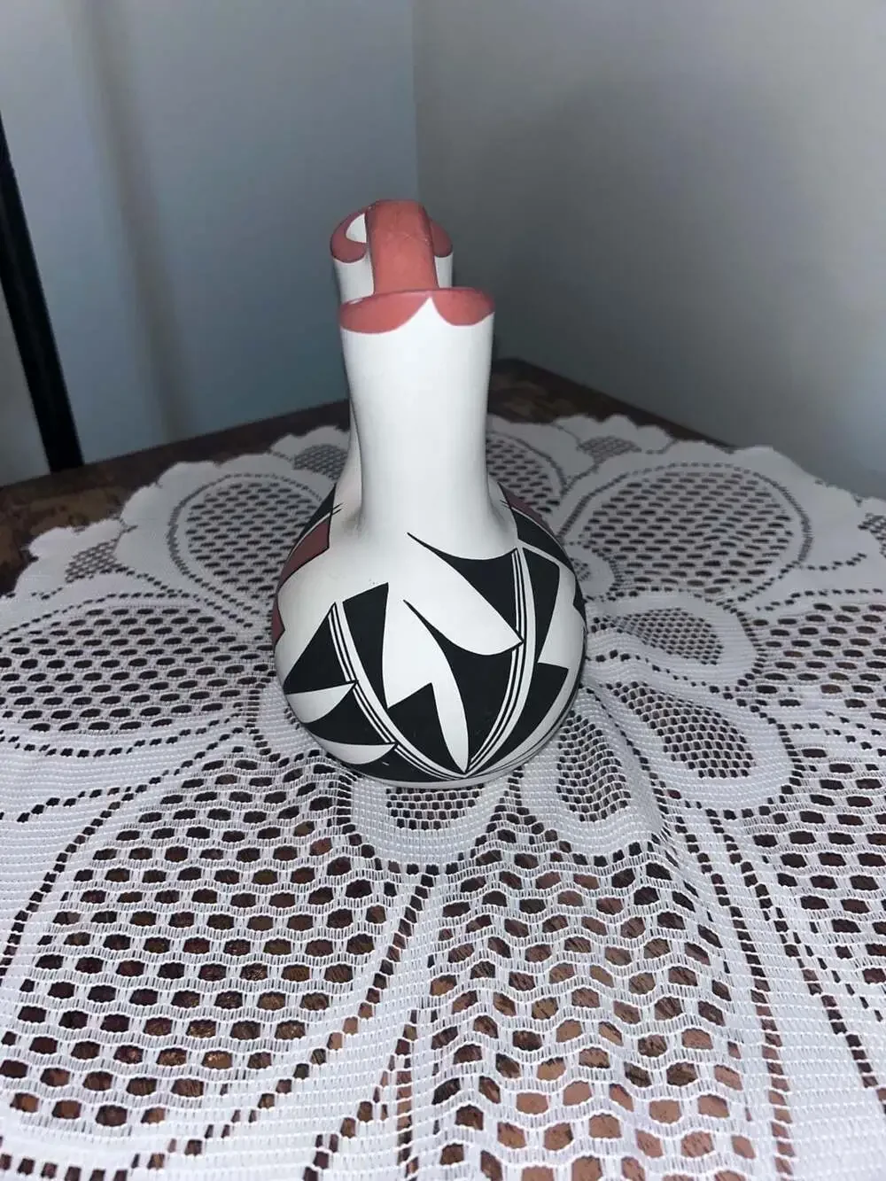 R. Vallo Native American Acoma Pueblo Hand-Painted Wedding Vase